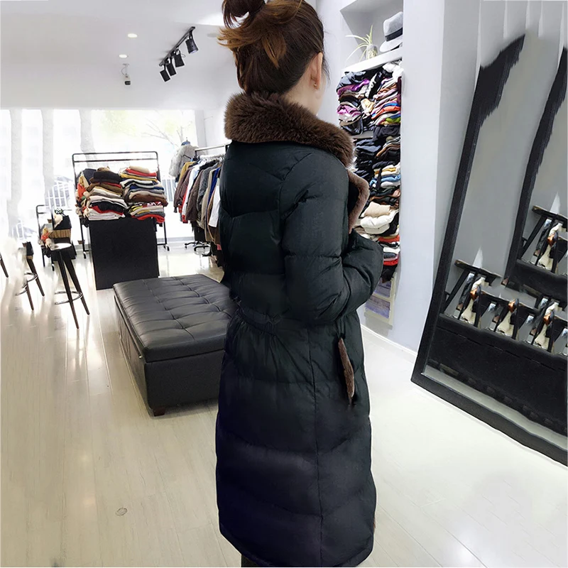 luxury 2018 New Fox Large Fur Collar Winter Jacket Women Coat Female Fashion European Style 90% White Duck Down Parka LF841
