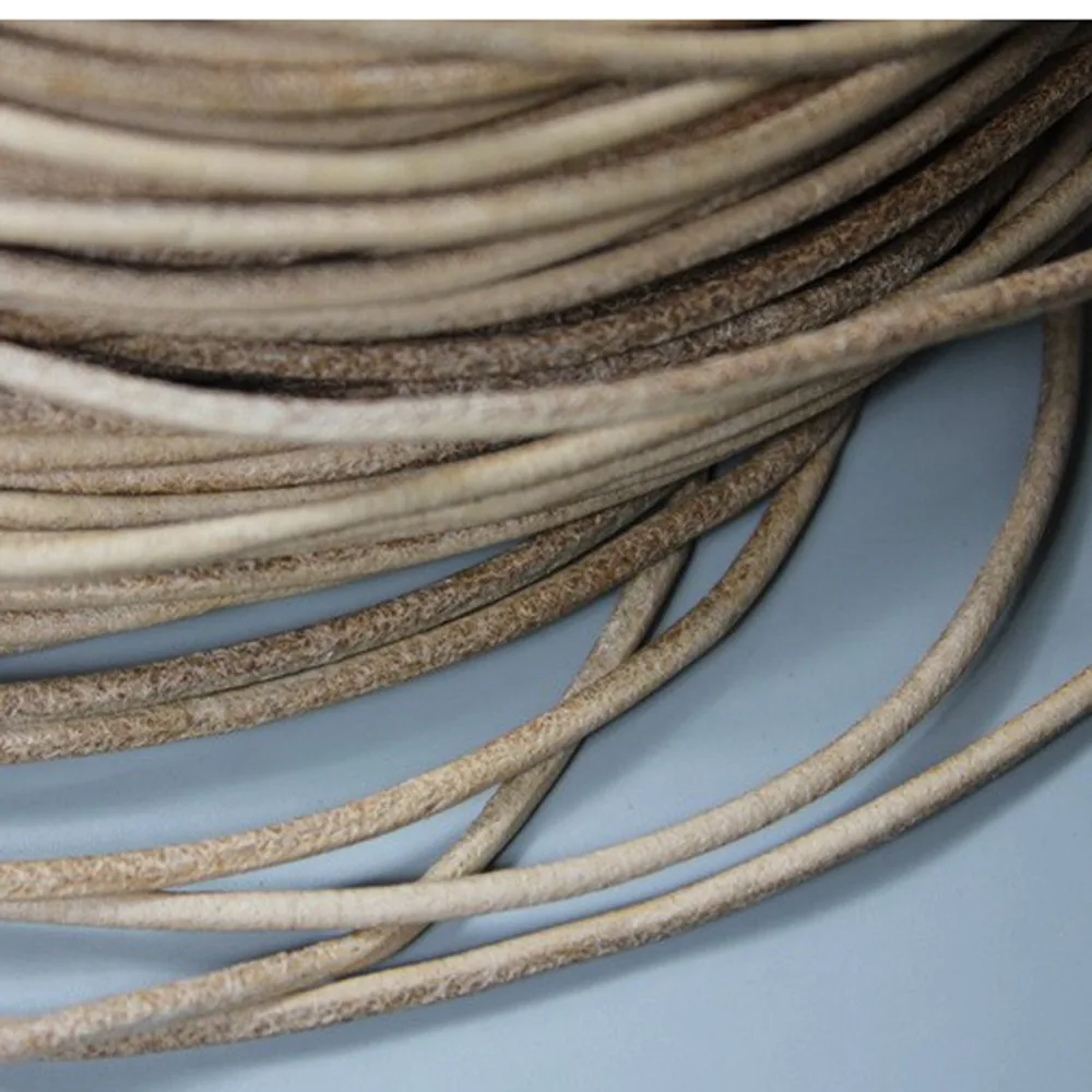 Buy 5 Yards 2mm Round Genuine Cow Hide Natural Leather