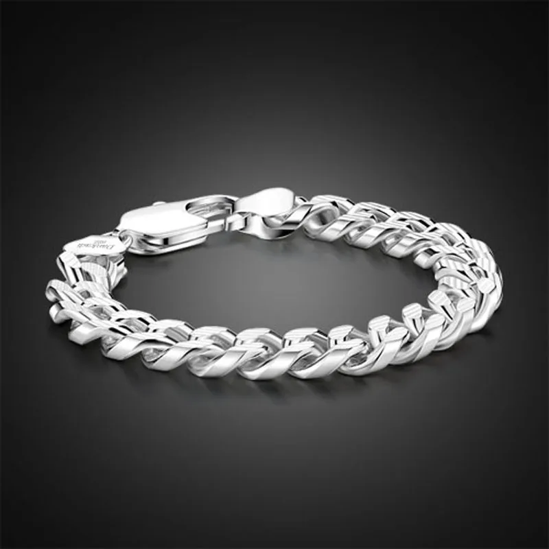 

Europe and the United States fan 925 Sterling Silver New Men's bracelets, thick bracelets, boyfriend birthday gifts real silver