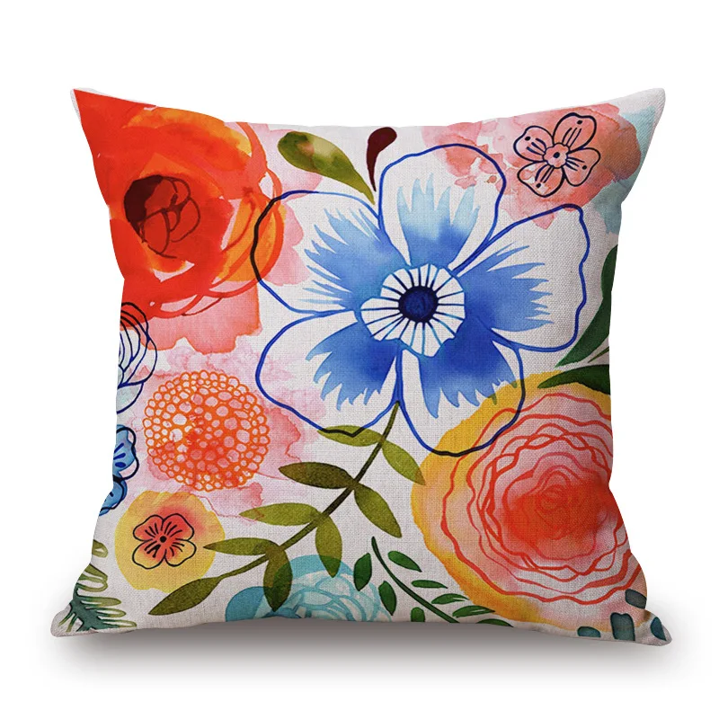 Printing Red Flowers Cushion Covers Decorative Throw Pillows Cases