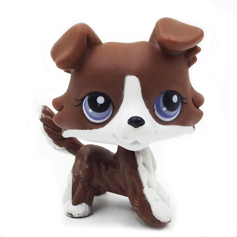

pet shop lps toys Rare brown collie dog puppy puzzle with purple eyes original collection figures