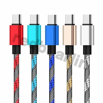 

Fabric Type c Micro Data charger Cable 1m 3ft 2m 6Ft Quick cable for mobile phone 5 6 7 8 for samsung s8 s9 s10 note 8 9 htc