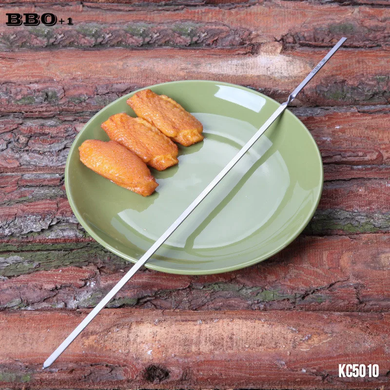 6pcs 15.7''Stainless Steel Barbeque Skewers Portable BBQ Flat Skewers
