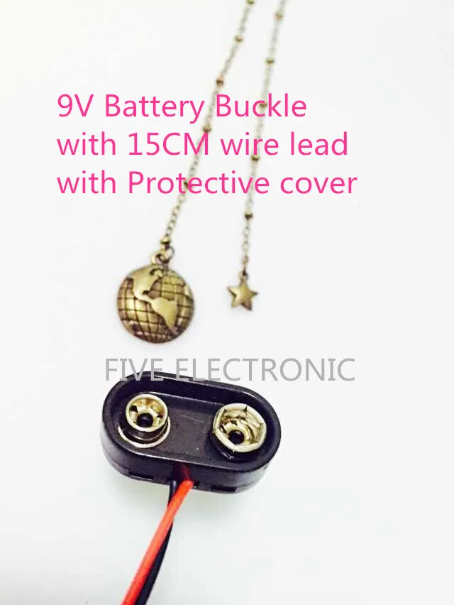 цена Good quality! 9V Battery Buckle Connector 15CM wire lead plastic shell  battery lock with Protective cover