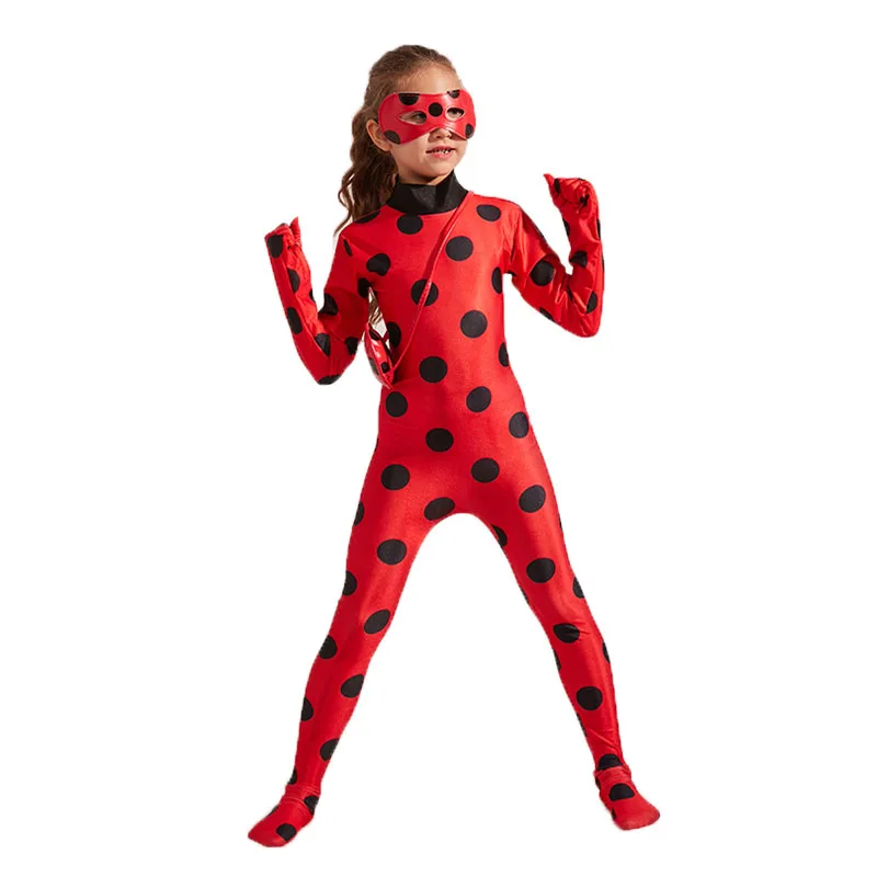 

Kids Ladybird Costume Halloween Christmas Lady Bug Cosplay Children Festive Costume Jumpsuit+Mask+Bag C3082CH