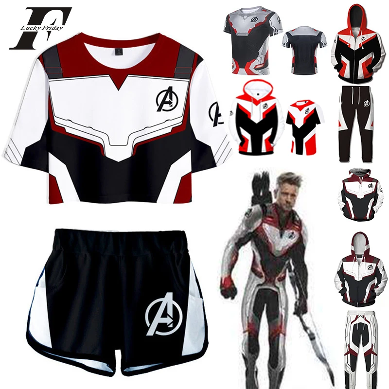 

marvel The Avengers 4 D two piece set Realm Cosplay Costume 2 piece set men End game Superhero Captain America Iron Man Jacket