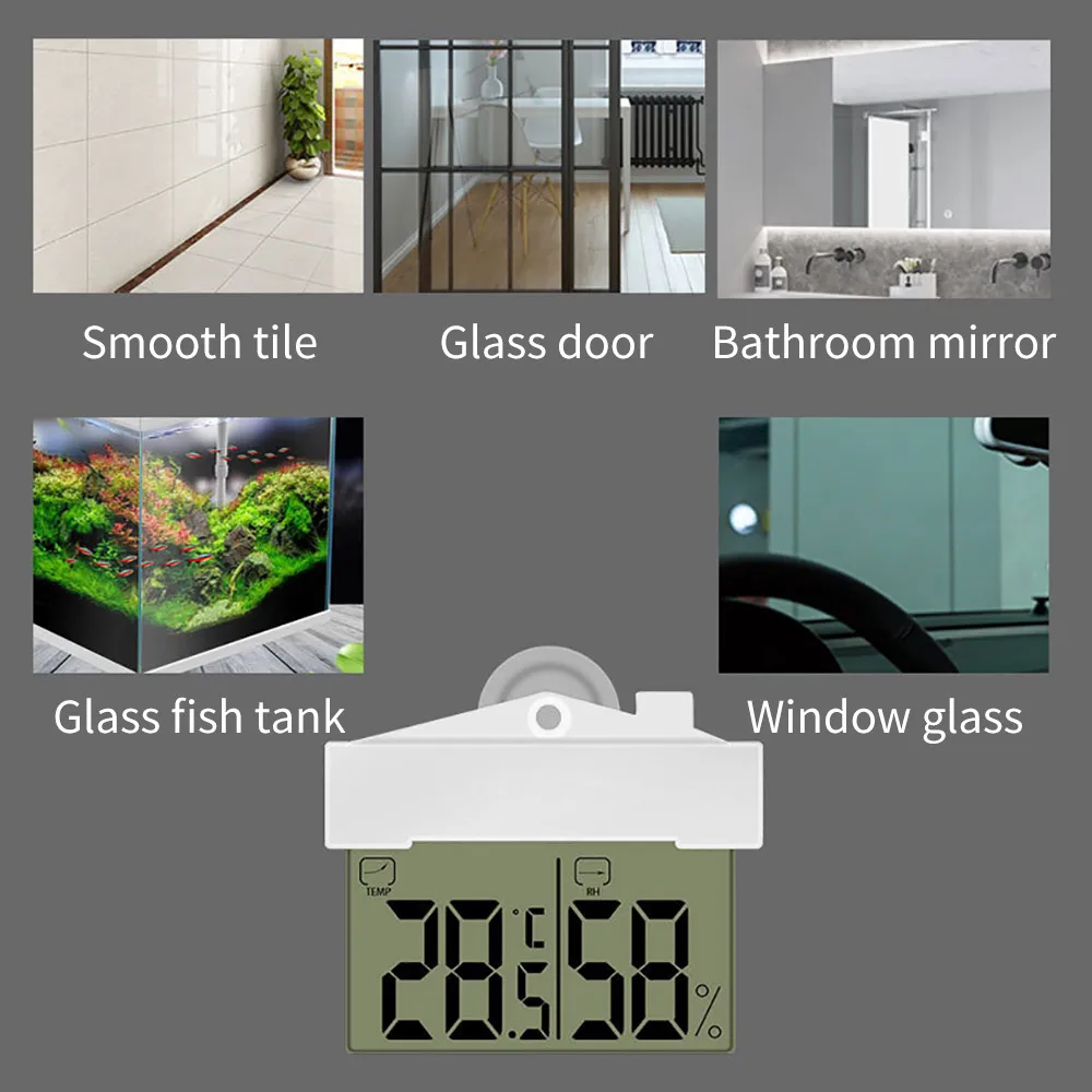 Цифровой Прозрачный домашний оконный дисплей термометр гигрометр крытый Открытый Температура Крытый Измеритель влажности станция
