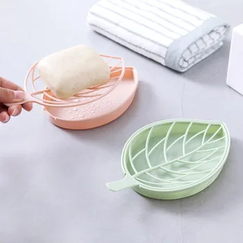 

Hot Creative Double Layer Drain Soap Holder Dish Box Anti-skid Leaves Shaped Bathroom Accessories PLD