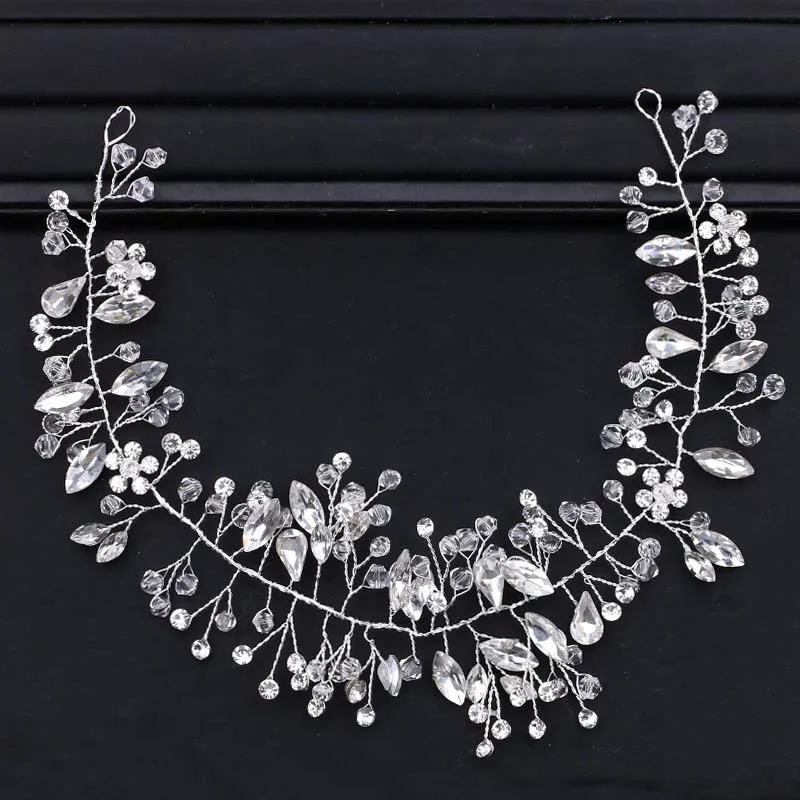 

Fashion Crystal Beads Bride Headband Headpieces Bridal Hair Jewelry Headdress Prom Wedding Hair Accessories for Bridesmaid JL