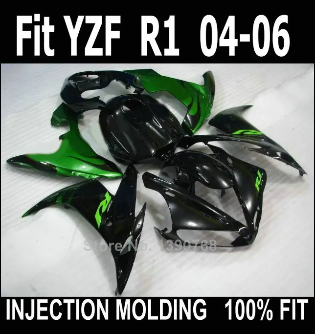 

High quality fairings for Yamaha injection molded YZF R1 2004 2005 2006 green black plastic fairing kit YZFR1 04 05 06 NV40