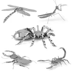 Металлические 3D головоломки модель Стрекоза/молящийся Богомол/Скорпион/олень жук/тарантула насекомых серии ручной головоломки детские