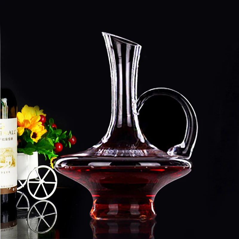 

High-capacity 1800ml Lead-free Crystal Glass Decanter Home Bar Flat Mouth Western Style Wine Pourer