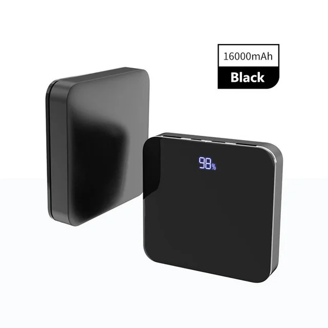 16000 mAh мини банк питания 2.0A быстрая зарядка банк силы двойной USB портативный УФ-отражатель алюминиевый светодиодный цифровой дисплей Быстрая зарядка - Цвет: Черный