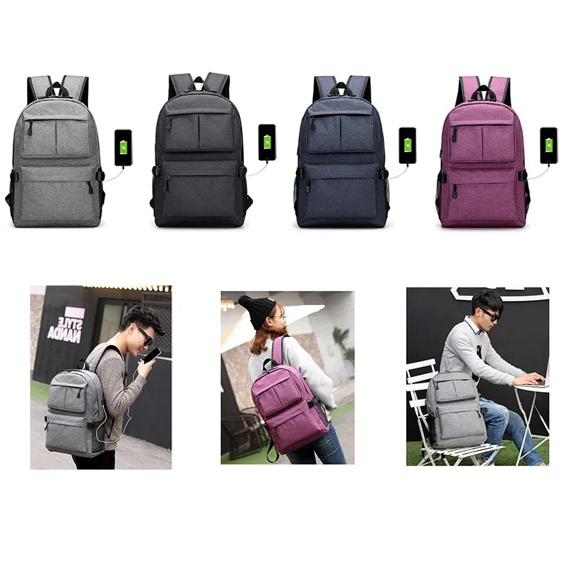 

Hot School Bag With USB Charger Port Anti Theft Business Travel Backpack Laptop Book BVN66