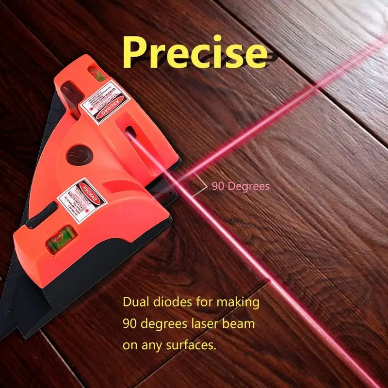 Лазерный измеритель уровня под прямым углом 2 линии Красный 90 градусов вертикальный и Горизонтальный уровень инструмента лазерный измерительный инструмент - Цвет: Right angle Red