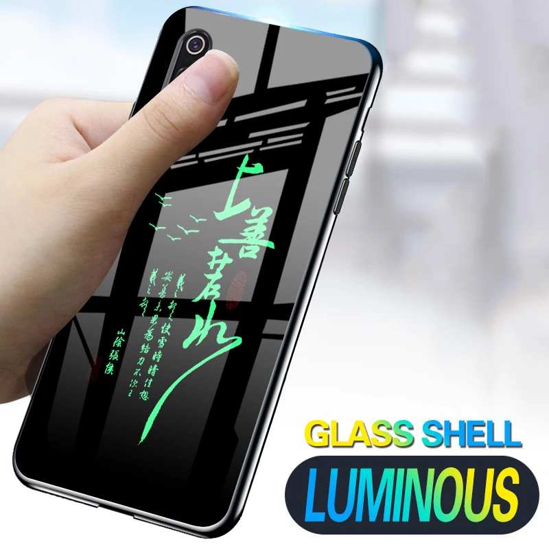 

Chinese Style Luminous Glass Case For XiaoMi Mi 9 SE Mi9 SE Glowing Silicone Cover Case For Xiaomi Mi Play