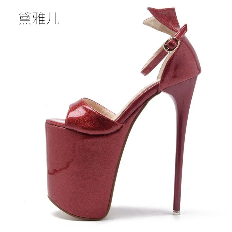 

2018 Plus Size 34-43 Summer Style 19cm Red Sexy Ultra High Platform Heels Sandals for Women's with Shoes Woman Wedding Ladies