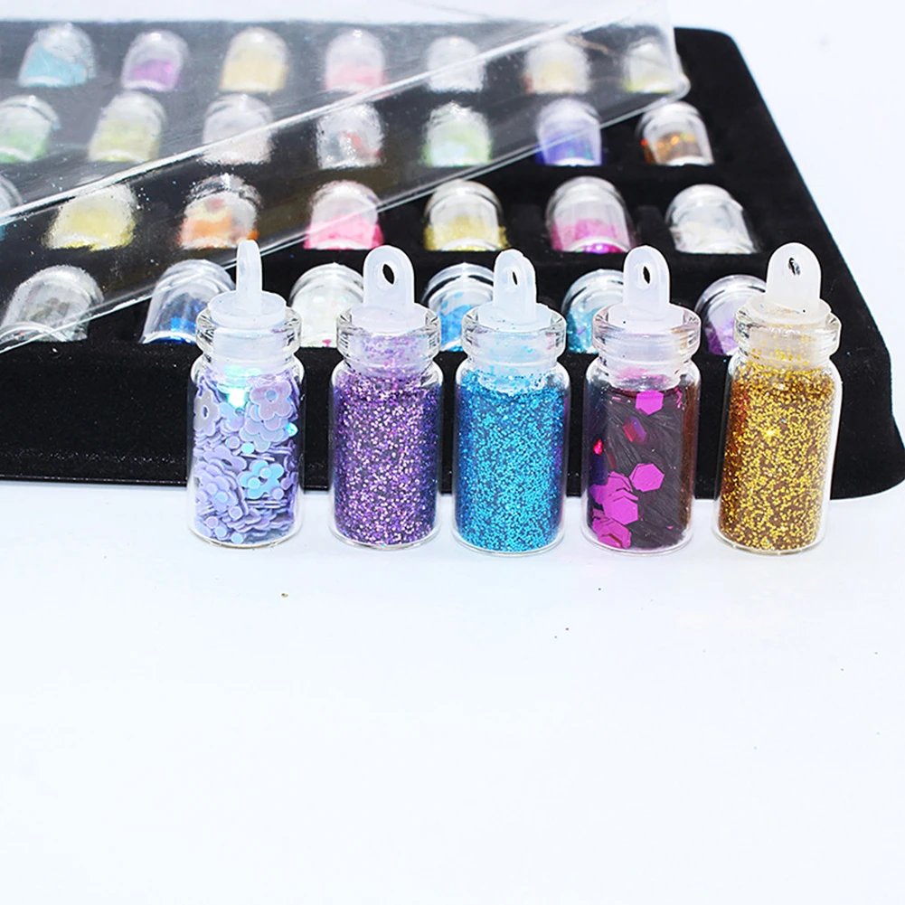 48 Bottles/Set Nail Art Decorations DIY 3D Crystal Nail Art Powder Sequins Glitter Manicure Tips Set Beauty Random Style