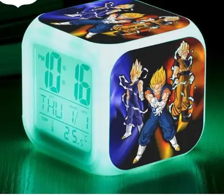 Dragon Ball детские часы светодиодный Будильник украшение дома reloj despertador 7 цветов флэш цифровые часы - Цвет: Светло-желтый