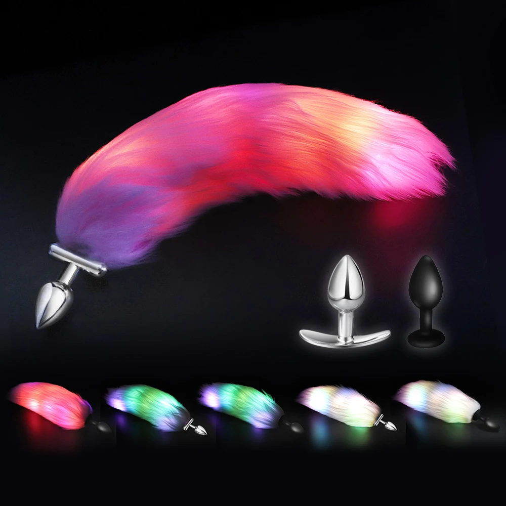 Metal Fox Tail Anal Plug Sex Toys Butt Erotic lighting Feather Anus For Woman Men Couples Bead | Красота и здоровье