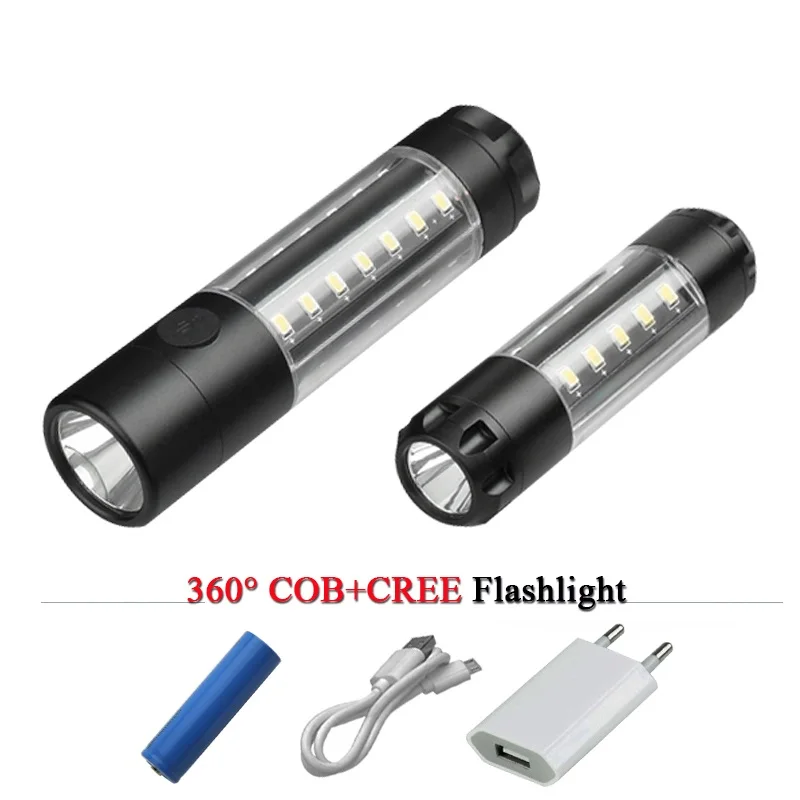 28led мини COB вспышка Предупреждение Ультрафиолетовый фонарь 18650 Ручка Свет usb зарядка батареи водонепроницаемая лампа для кемпинга torche