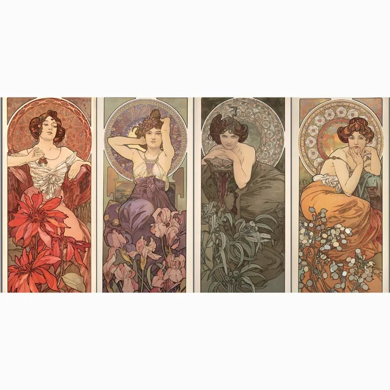 Большое бамбуковое волокно ткань Alphonse Mucha рабочее пляжное полотенце для занятий