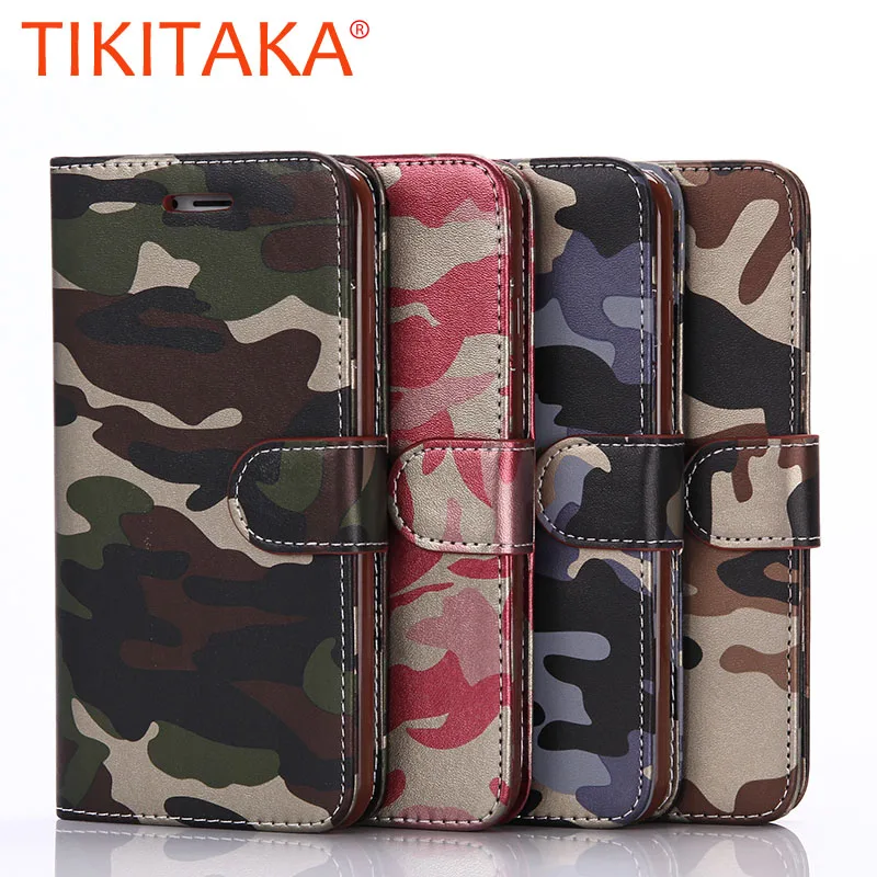 

Coque for iPhone 5 5S SE 6S 7 6 Plus Case Luxury Army Camo Leather Flip phone Pouch Card Holder back Cover for iPhone 5 5S SE