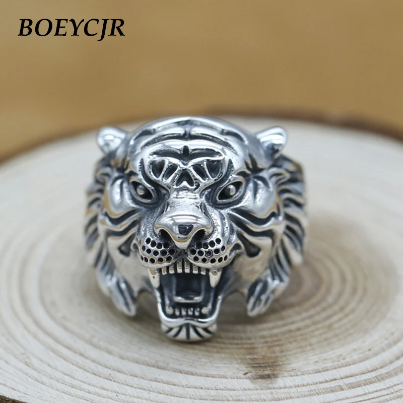 Кольца BOEYCJR S925 из стерлингового серебра с тигром львом драконом Винтажные