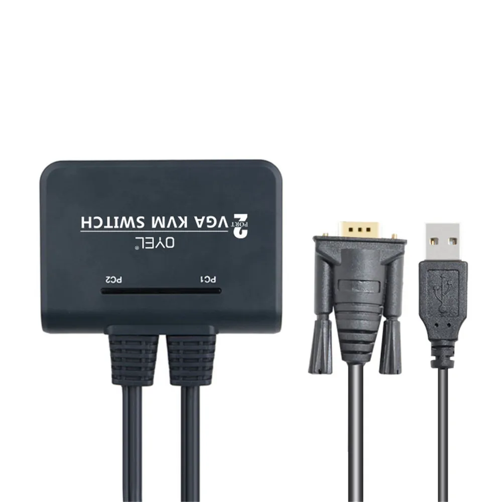 USB+ VGA 2-Портовый KVM коммутатор VGA 2 в 1 выход компьютерная клавиатура и мышь дисплей обмен черный