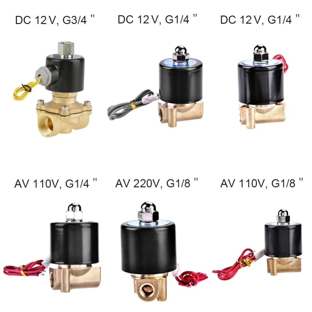 G3/" G1/4" G1/" Электрический электромагнитный клапан N/C нормально закрытый тип Латунь переключатель контроллера для воды воздуха DC 12 В