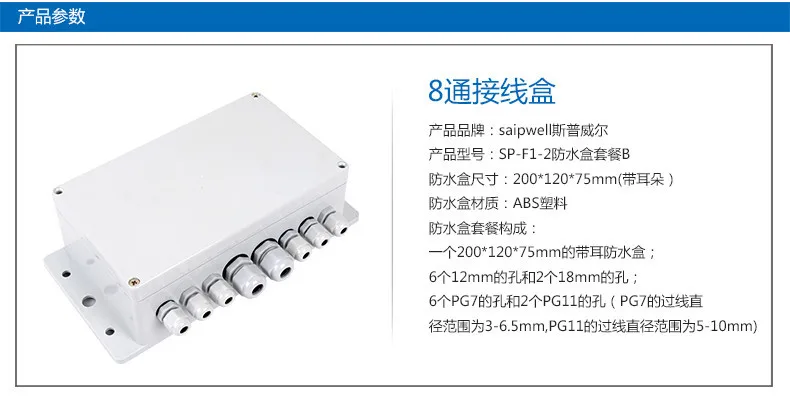 Saipwell новейший открытый пластиковый ящик Электрический промышленный пластиковый корпус с водяным соединением 200*120*75 мм(SP-F1-2
