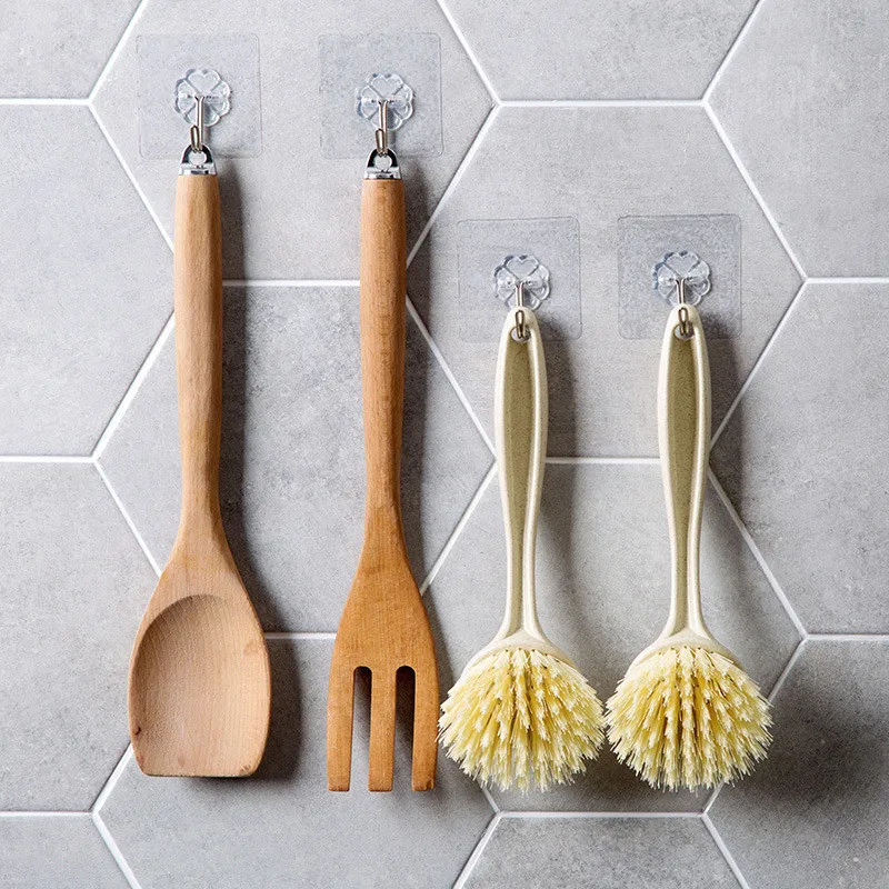 kitchen supplies Wheat straw washing pot brush Long handle round brush cleaning Long bristles brush Cleaning brush