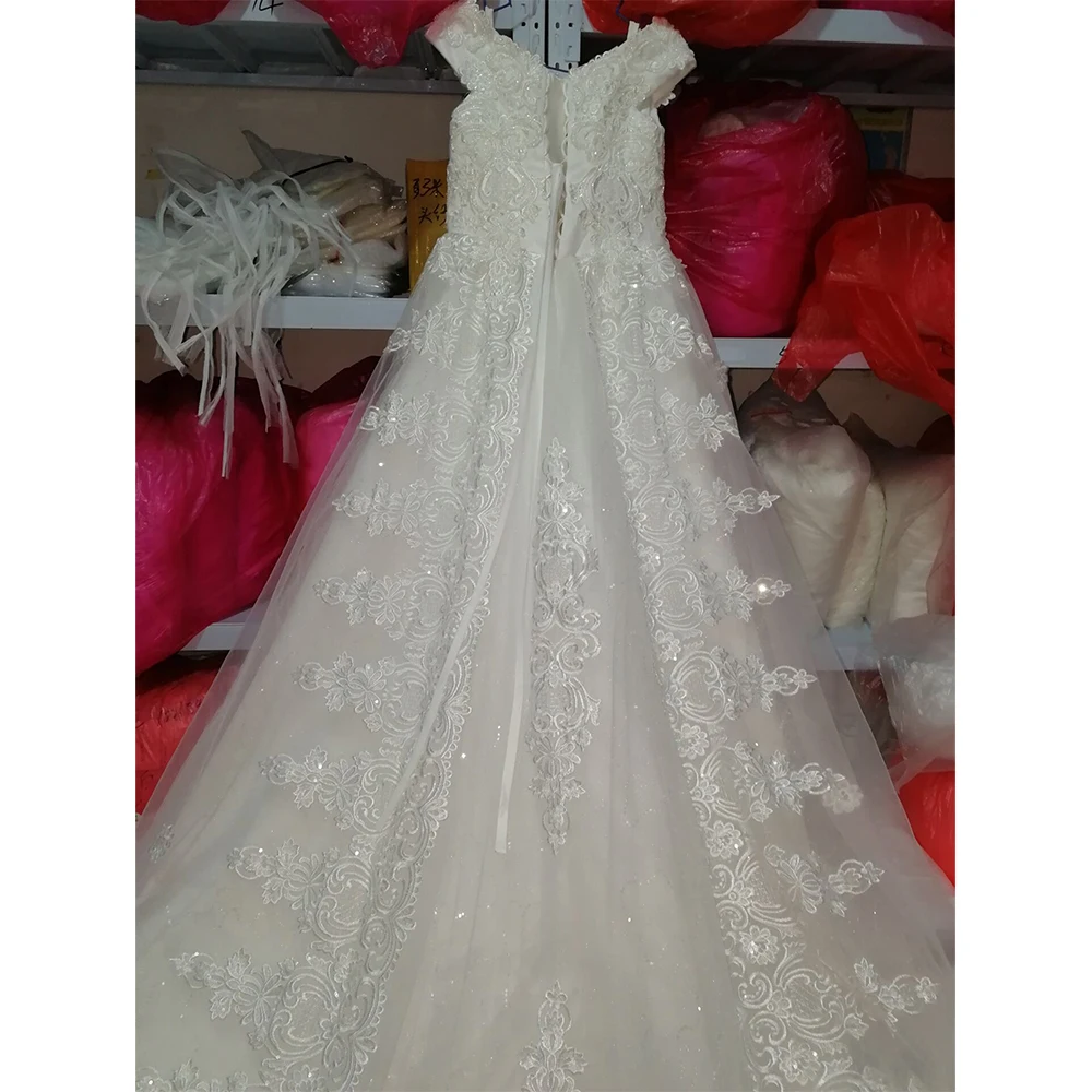 Fansmile Тюль Mariage Vestido De Noiva Кружева Свадебные платья поезд размера плюс Индивидуальные свадебные платья свадебное платье FSM-461T