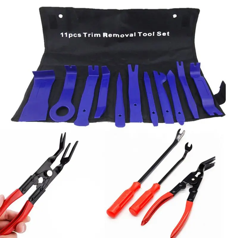 

14Pcs Auto Car Trim Removal Tool Set Door Panel Window Radio Stereo Molding Upholstery Fastener Clips Plier Repair Tool Kit Bl