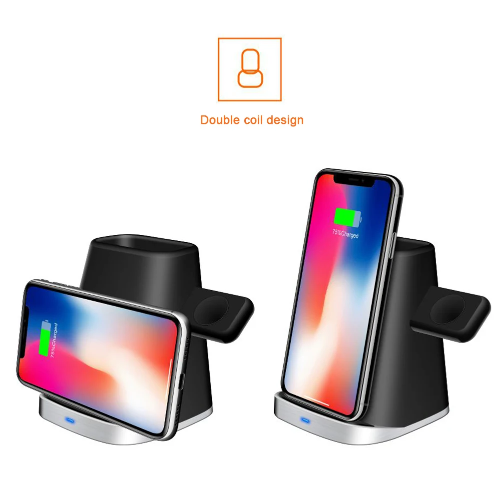 3-в-1 Подставка для зарядки для IWatch iPhone airpods Зарядное устройство Держатель для док-станции силикон для Apple Watch ночь режим