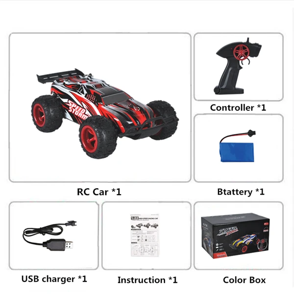Радиоуправляемая машинка на радиоуправлении, светодиодные игрушки для детей, для мальчиков, внедорожная машина на дистанционном управлении, автомобиль машины на Qadio, автомобиль 1:22, 2,4G, 2WD - Цвет: Red 1B Color Box