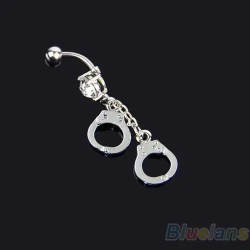 

Women Handcuffs Rhinestone Body Piercing Navel Belly Bar Button Barbell Ring