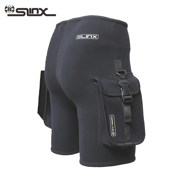 SLINX шорты для дайвинга 3 мм неопреновый гидрокостюм технологичные шорты для подводного плавания оборудование для подводного плавания шорты для серфинга погружные карманные шорты - Цвет: Черный