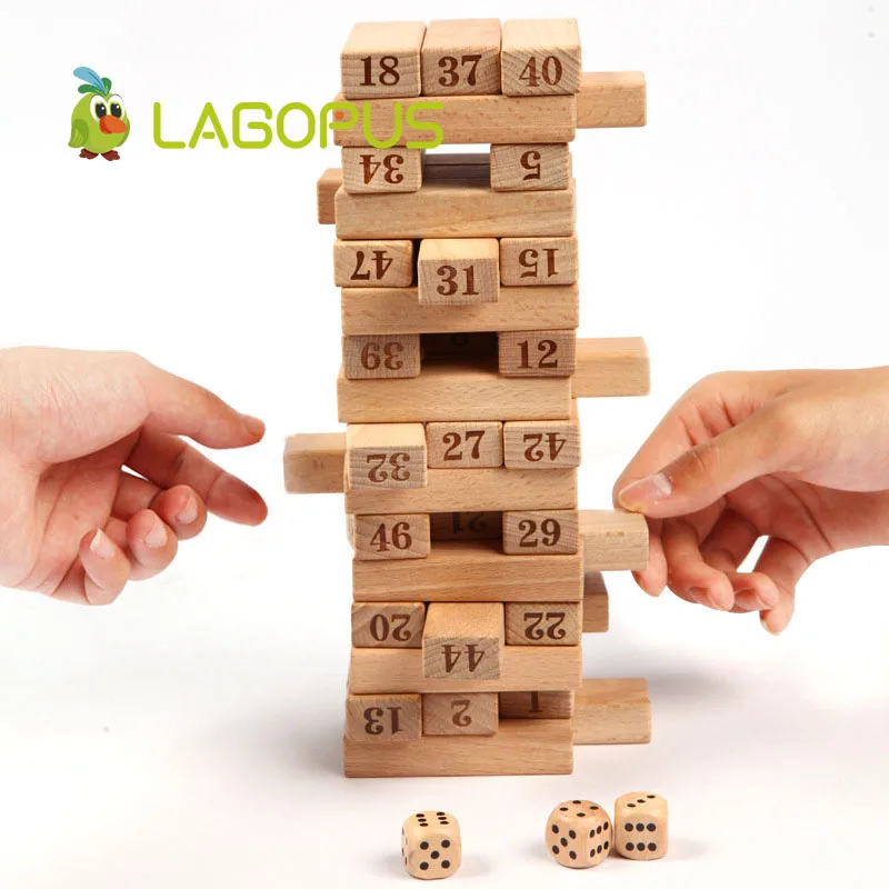 

lagopus 48PCS Digital Domino Puzzle Wooden Toys Large Upon Layer Stack Early Education Toys For Children