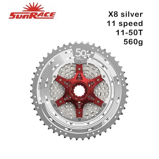 SunRace все серии кассета 9/10/11/12 Скорость свободный широкий соотношение MTB 11-40 T/11-46 T/11-50 т в сутки, CSMZ90, CSMX80, CSMX8, CSMX3, CSMS3, M990 - Цвет: X8 silver