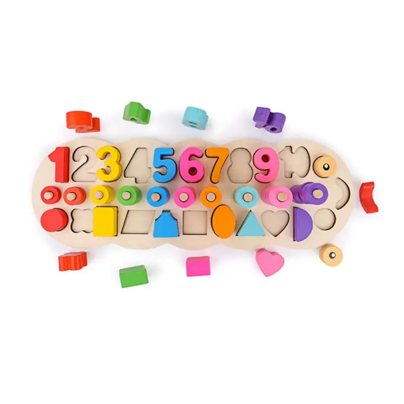 

Baby Wood Numbers Colors Shapes Match Toys Kids Brain Teaser Early Educational Intelligence Development Exercise Tool