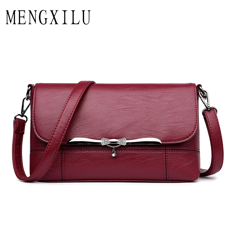 

MENGXILU Brand Fashion Bow Shoulder Bags Solid Crossbody Bags Women High Quality PU Leather Handbags Ladies Hand Bags Designer
