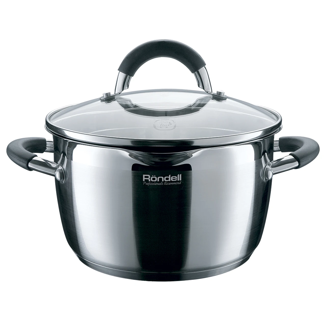 Кастрюля с крышкой Rondell Flamme 20 см (3,2 л) RDS-024 (Диаметр 20 см, объем 3.2 л, нержавеющая сталь, подходит для всех типов плит)