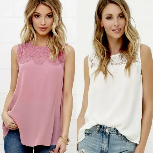 

Women Lace Sleeveless Tank Top Shirt Casual Loose Vest Soft Comfortable Tops Women Summer Racerback Sleeveless Lace Tank Tops