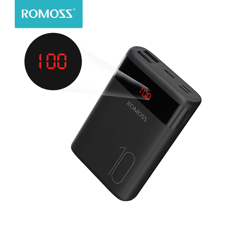 Продажа ROMOSS Ares 10 10000 мАч Внешний аккумулятор с двойным usb портом внешний аккумулятор Размер портативное зарядное устройство для планшета iPhone