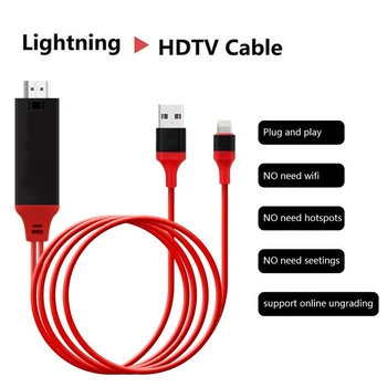

1.8M 8 Pin to HDMI Male Cable HD 1080P HDMI Converter Adapter Cable USB Cable for HDTV TV Digital AV for iPhone for IOS