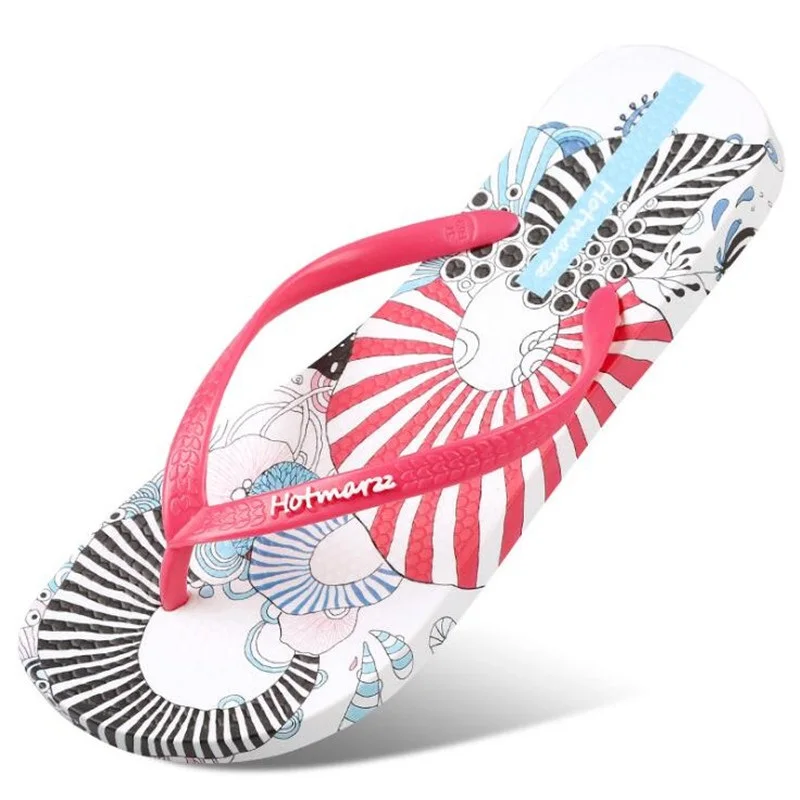 

New 2019 Women's Flip Flops Floral Pattern Sandals Colorful Summer Slippers