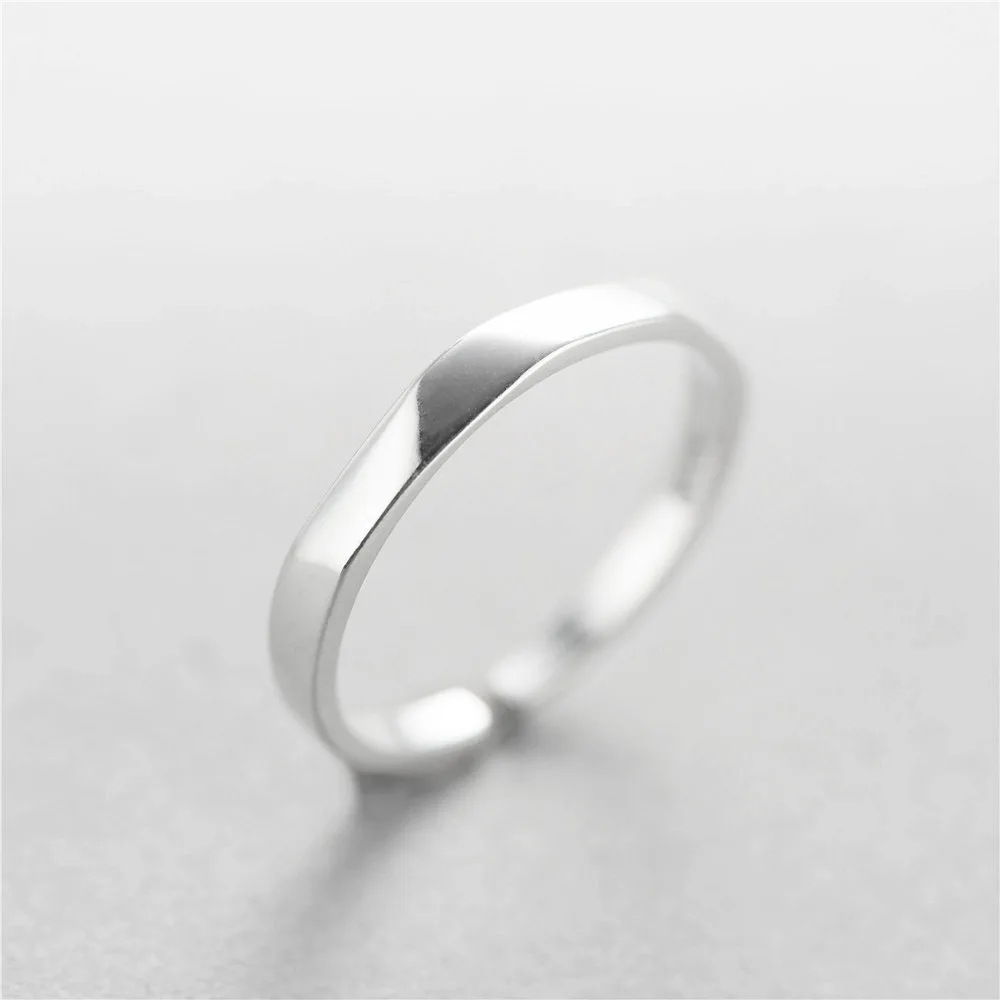 simple polish Rings 100% Sterling 925 silver Jewelry Vintage Adjustable rings for women gift