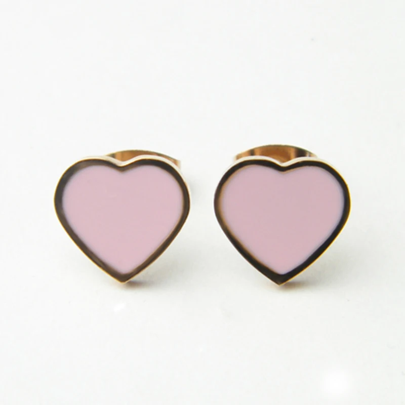 

Popular Style Heart Shaped Stud Earring with 3 Color Enamel Eco-Friendly Material Top Quality Brand Earrings for Women