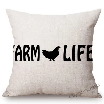 Nordic Farm Animals Sweet Farm Life Rule Principle Letter Art Sofa Throw Pillow Case Retro Cotton Linen Car Pillow Cushion Cover - Цвет: T218-8